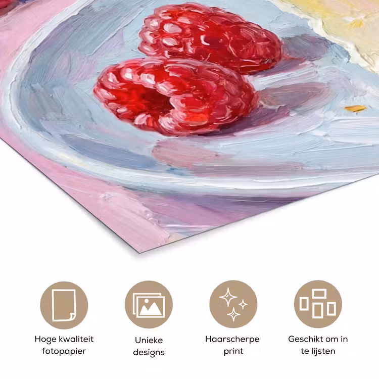Eten - Cheesecake - Bessen - Abstract - Roze poster papier klein -closeup_NL