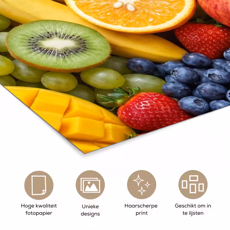 Eten - Fruit - Vers - Kleurrijk - Voeding poster papier klein -closeup_NL
