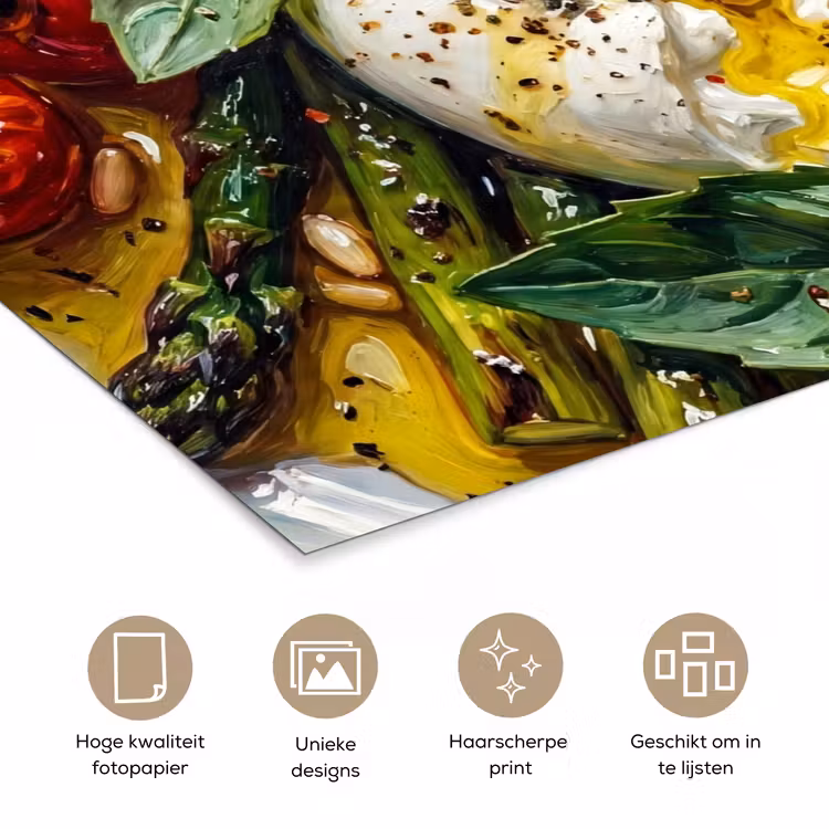 Eten - Groenten - Kaas - Modern - Vers poster papier klein -closeup_NL