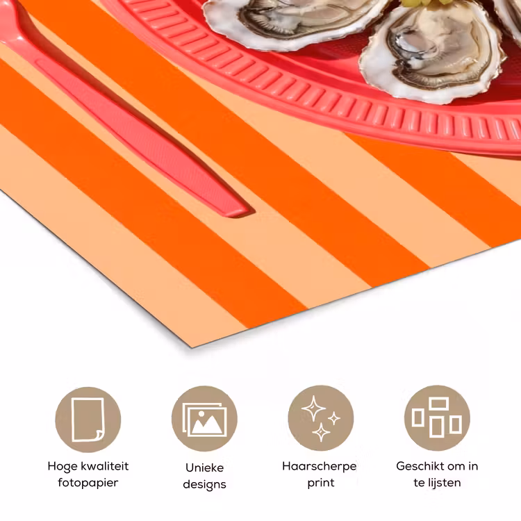 Eten - Oester - Zeevruchten - Oranje - Modern poster papier klein -closeup_NL