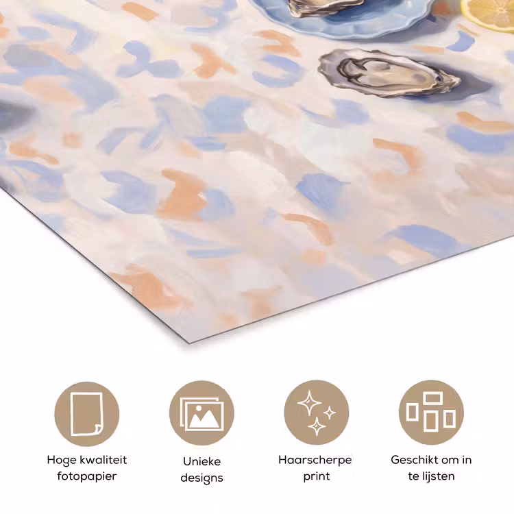 Eten - Oesters - Citroenen - Modern - Geel poster papier klein -closeup_NL