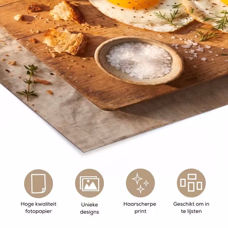 Eten - Ontbijt - Hout - Rustiek - Geel poster papier klein -closeup_NL