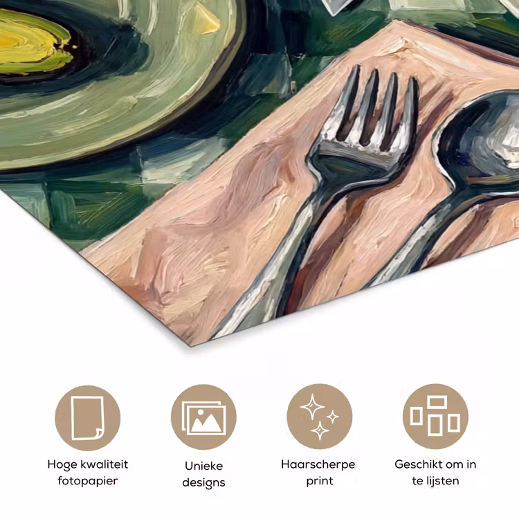 Eten - Ontbijt - Tafel - Modern - Groen poster papier klein -closeup_NL