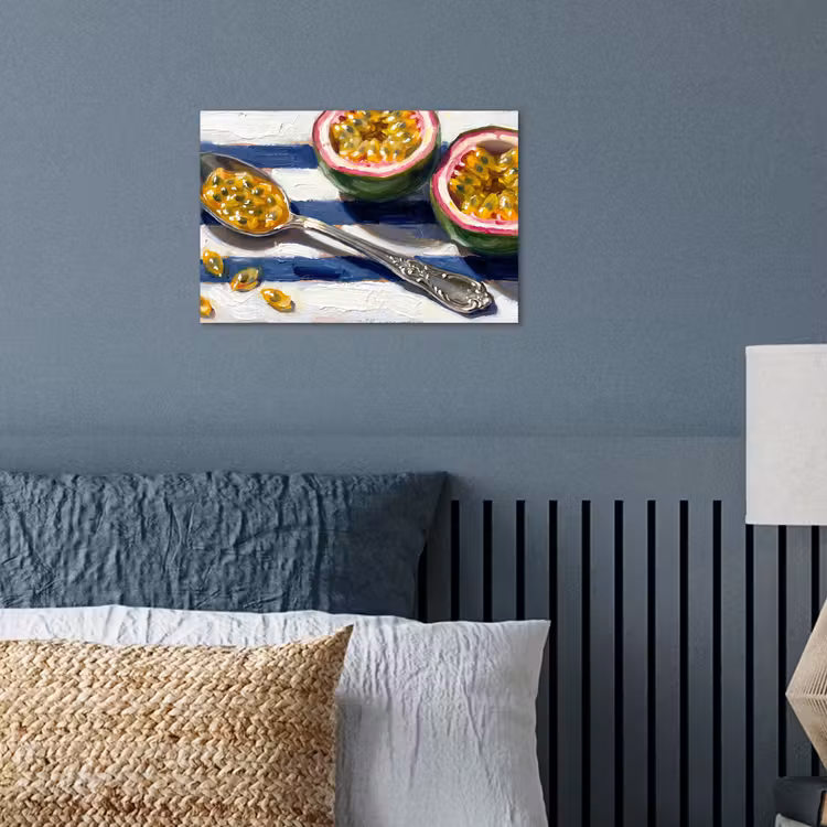 Eten - Passievrucht - Tropisch - Modern - Kleurrijk poster papier klein -sfeer2