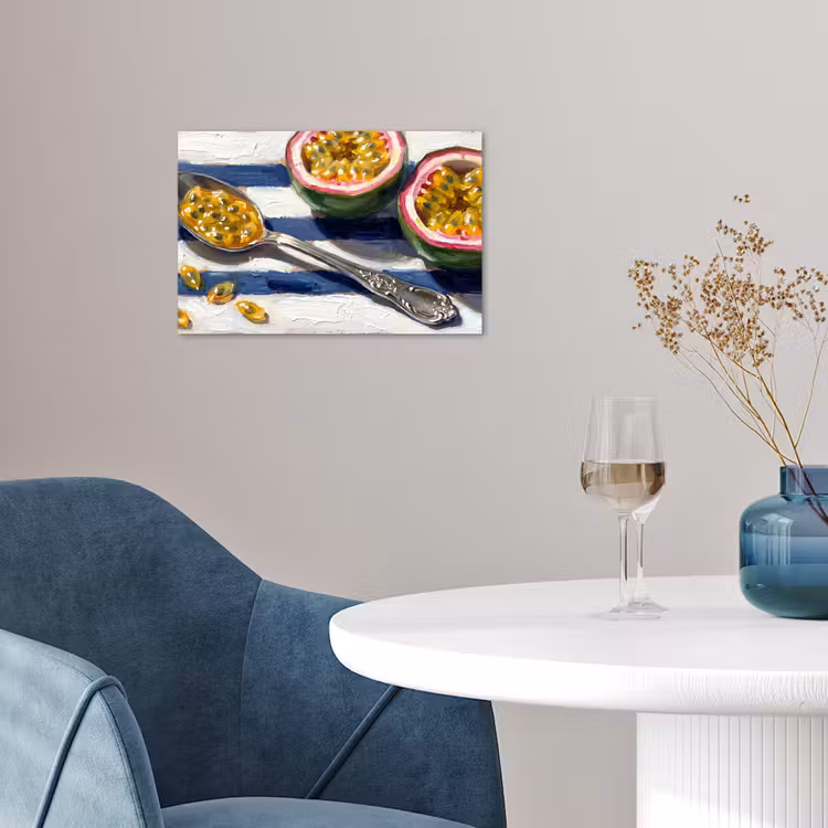 Eten - Passievrucht - Tropisch - Modern - Kleurrijk poster papier klein -sfeer3