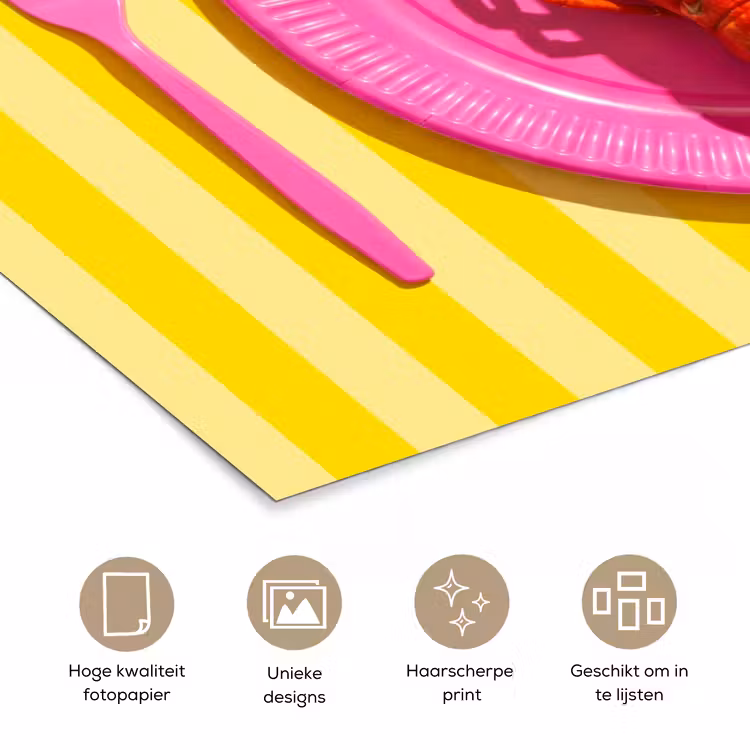 Eten - Roze - Geel - Modern - Culinaire poster papier klein -closeup_NL