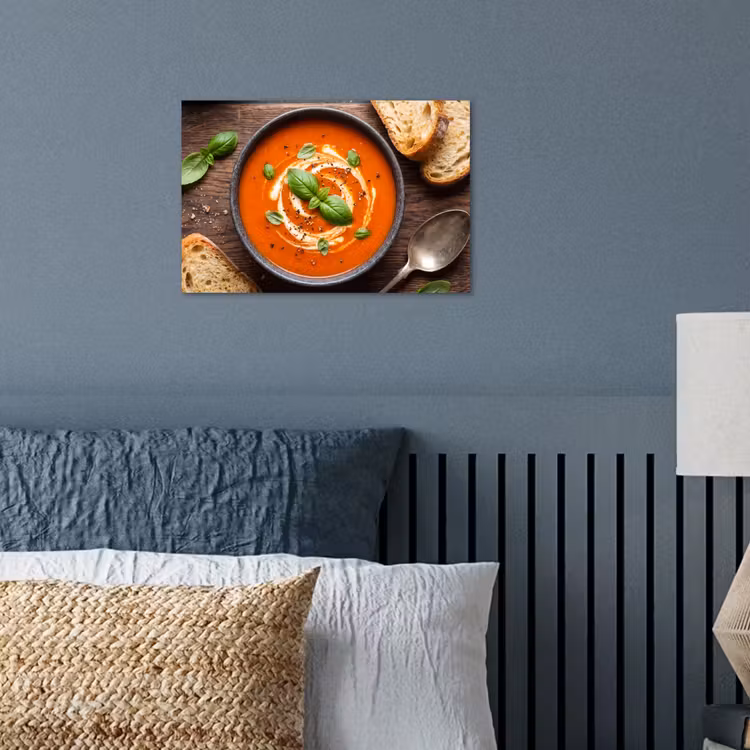 Eten - Soep - Basilicum - Rustiek - Rood poster papier klein -sfeer2