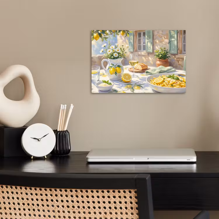 Eten - Terras - Zomer - Geschilderd - Geel poster papier klein -sfeer1