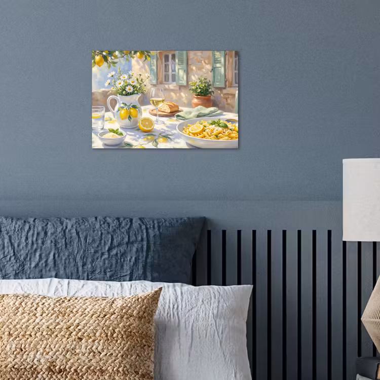 Eten - Terras - Zomer - Geschilderd - Geel poster papier klein -sfeer2