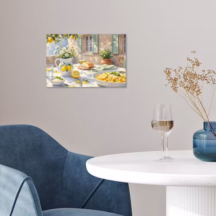 Eten - Terras - Zomer - Geschilderd - Geel poster papier klein -sfeer3
