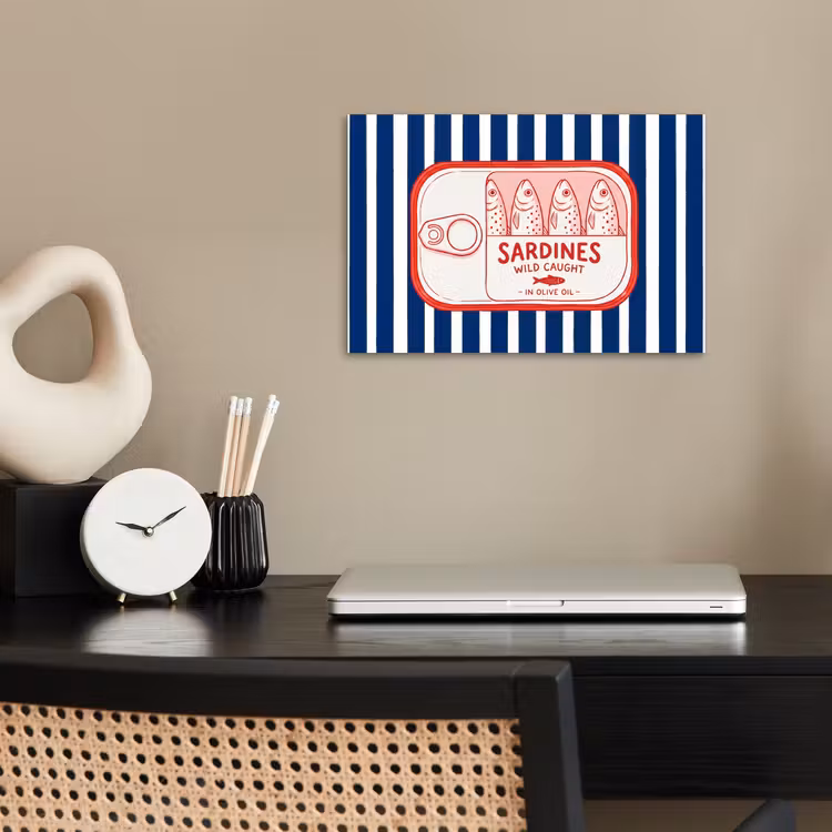 Eten - Vis - Blik - Illustratie - Rood poster papier klein -sfeer1