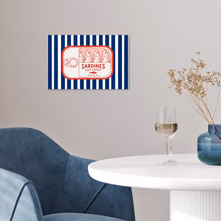 Eten - Vis - Blik - Illustratie - Rood poster papier klein -sfeer3