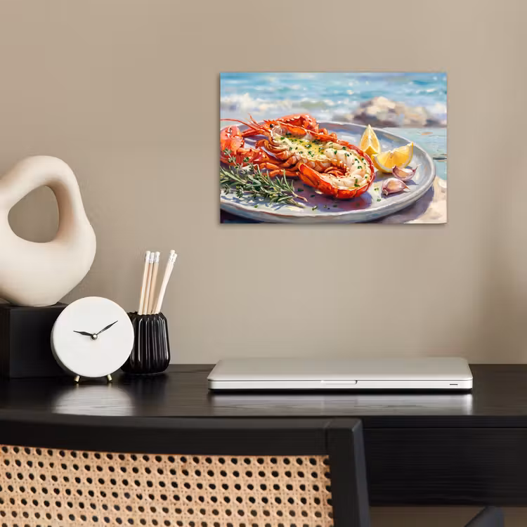 Eten - Zee - Kust - Modern - Blauw poster papier klein -sfeer1