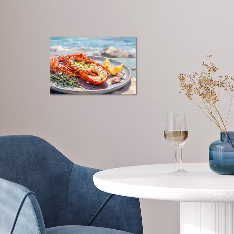 Eten - Zee - Kust - Modern - Blauw poster papier klein -sfeer3