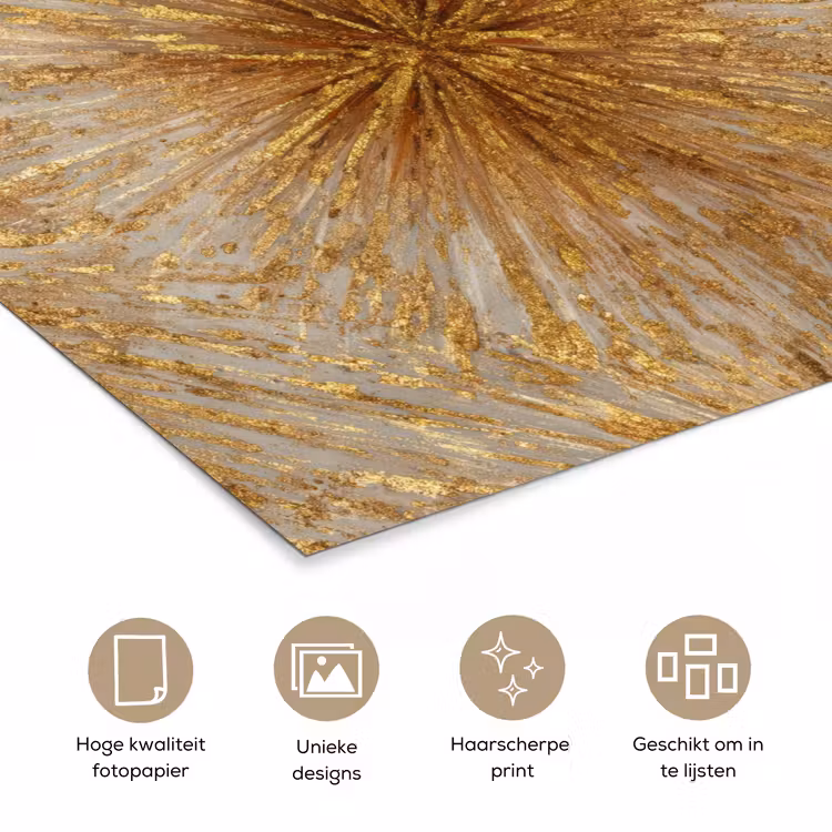 Explosie - Abstract - Goud - Wit poster papier klein 62 -closeup_NL
