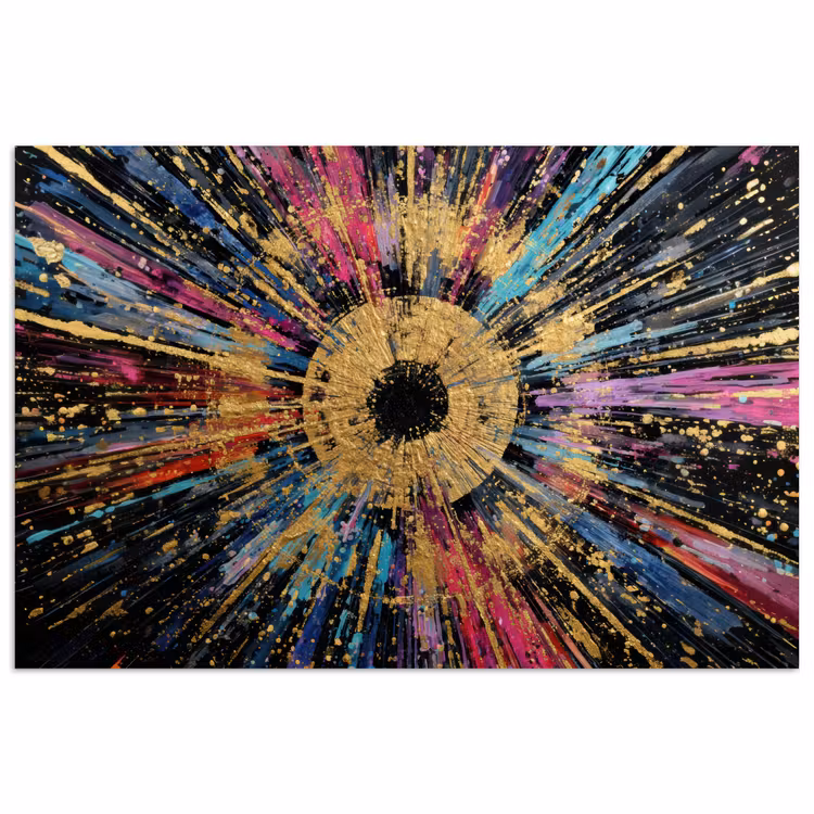 Explosie - Goud - Kleurrijk - Abstract poster papier klein -3d