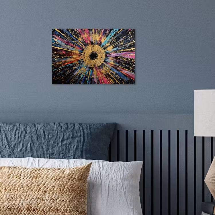 Explosie - Goud - Kleurrijk - Abstract poster papier klein -sfeer2