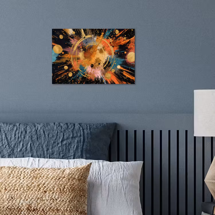 Explosie - Verfstructuur - Goud - Abstract poster papier klein -sfeer2