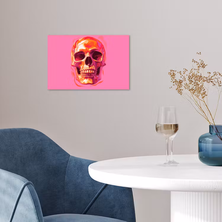 Felroze - Tanden - Schedel poster papier klein -sfeer3