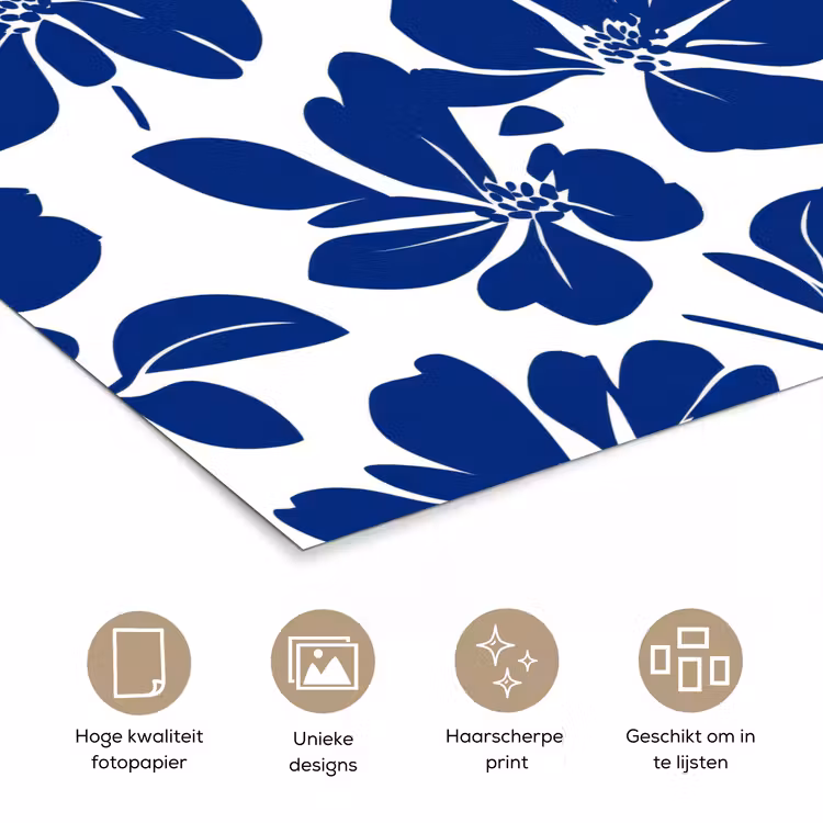 Floraal - Modern - Blauw poster papier klein 62 -closeup_NL