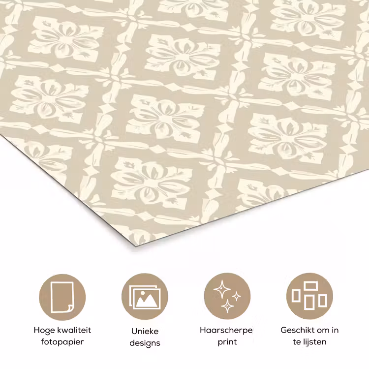 Floraal - Ornament - Beige poster papier klein 62 -closeup_NL
