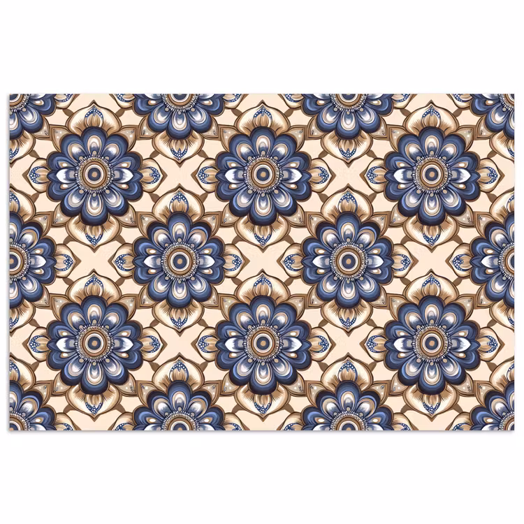 Floraal - Ornament - Blauw poster papier klein 62 -3d