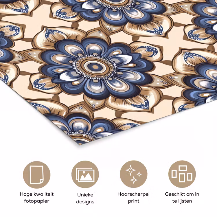 Floraal - Ornament - Blauw poster papier klein 62 -closeup_NL