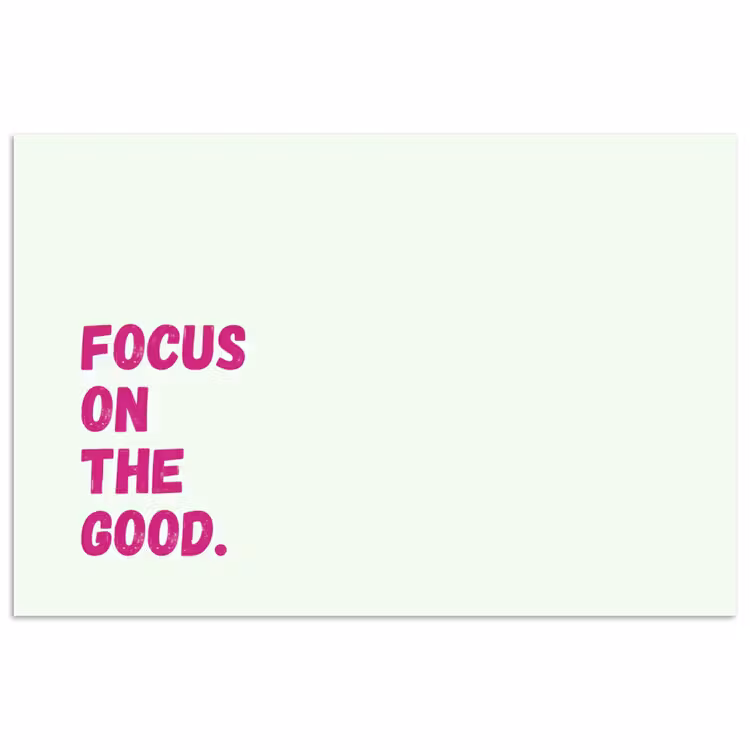 Focus on the good - Beige - Roze poster papier klein -3d