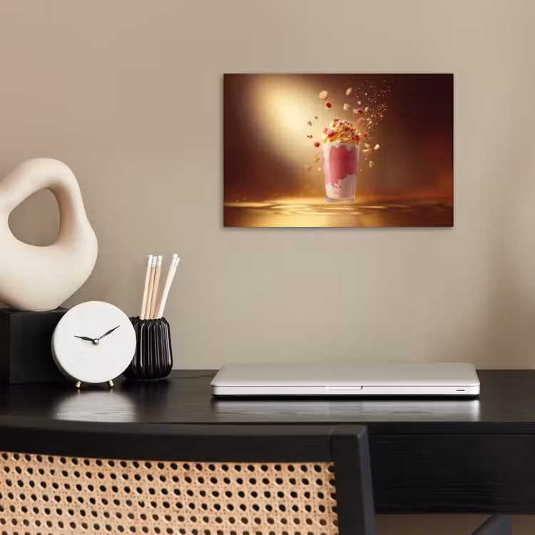 Framboos - Smoothie - Drinken - Roze poster papier klein -sfeer1