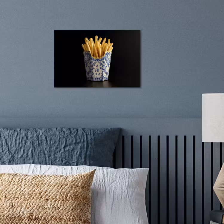 Friet - Porselein - Delfts blauw - Eten poster papier klein -sfeer2