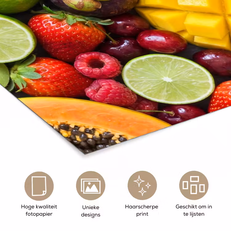 Fruit - Assortiment - Vers - Gezond - Kleurrijk poster papier klein -closeup_NL