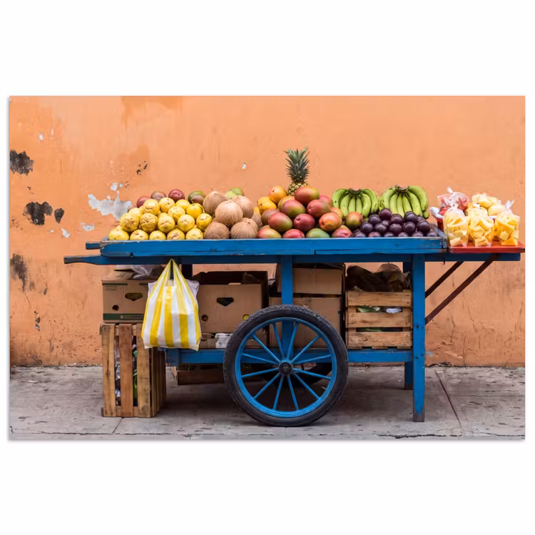 Poster - Fruit - Kar - Straat - Fruit - Kar - Straat poster papier klein