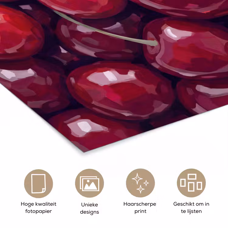 Fruit - Kersen - Eten - Modern - Rood poster papier klein -closeup_NL