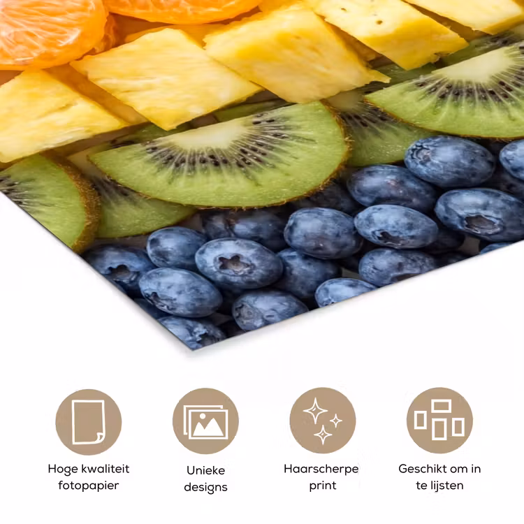 Fruit - Regenboog - Gezond - Kleurrijk poster papier klein -closeup_NL