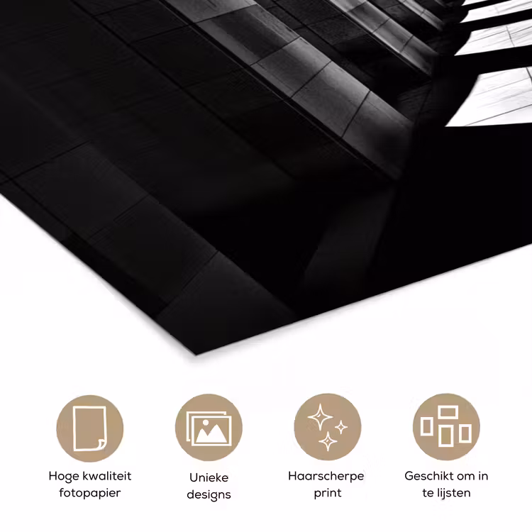 Gang - Bogen - Schaduw - Diepte poster papier klein -closeup_NL