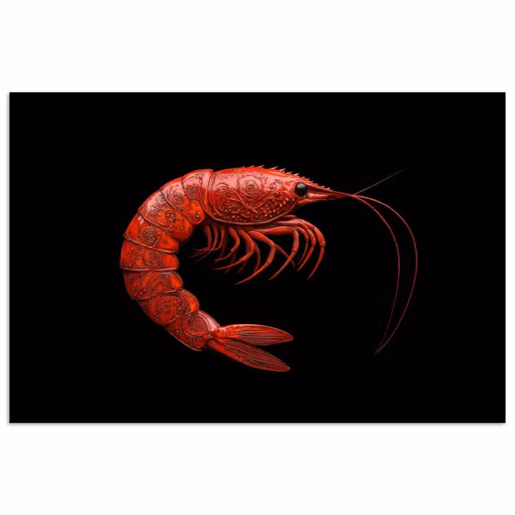 Garnaal - Rood - Dieren poster papier klein -3d