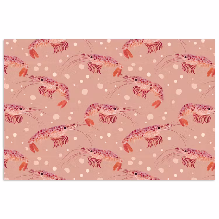 Garnalen - Stippen - Roze poster papier klein 62 -3d
