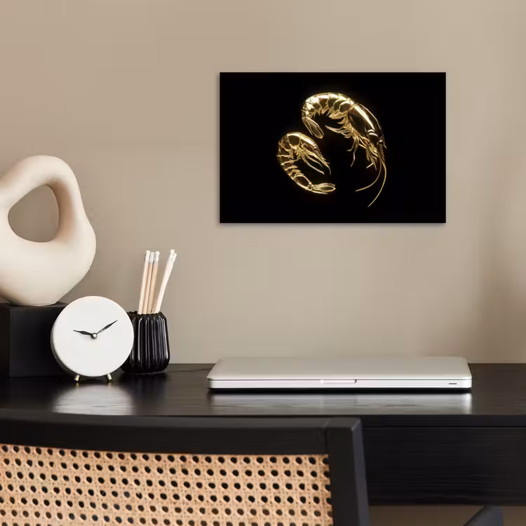 Garnalen - Zwart - Goud - Dieren poster papier klein -sfeer1