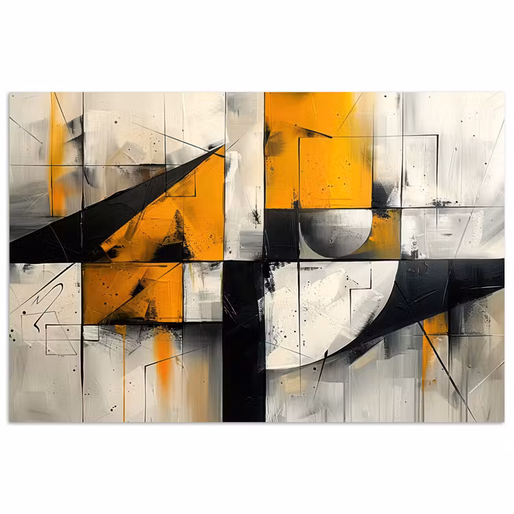 Geel - Abstract - Modern - Vormen poster papier klein -3d