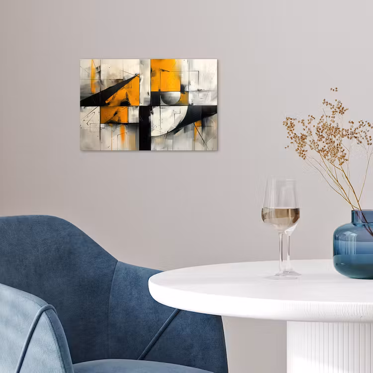Geel - Abstract - Modern - Vormen poster papier klein -sfeer3