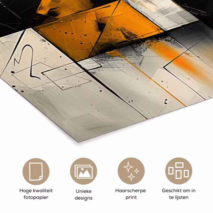 Geel - Abstract - Modern - Vormen poster papier klein -closeup_NL