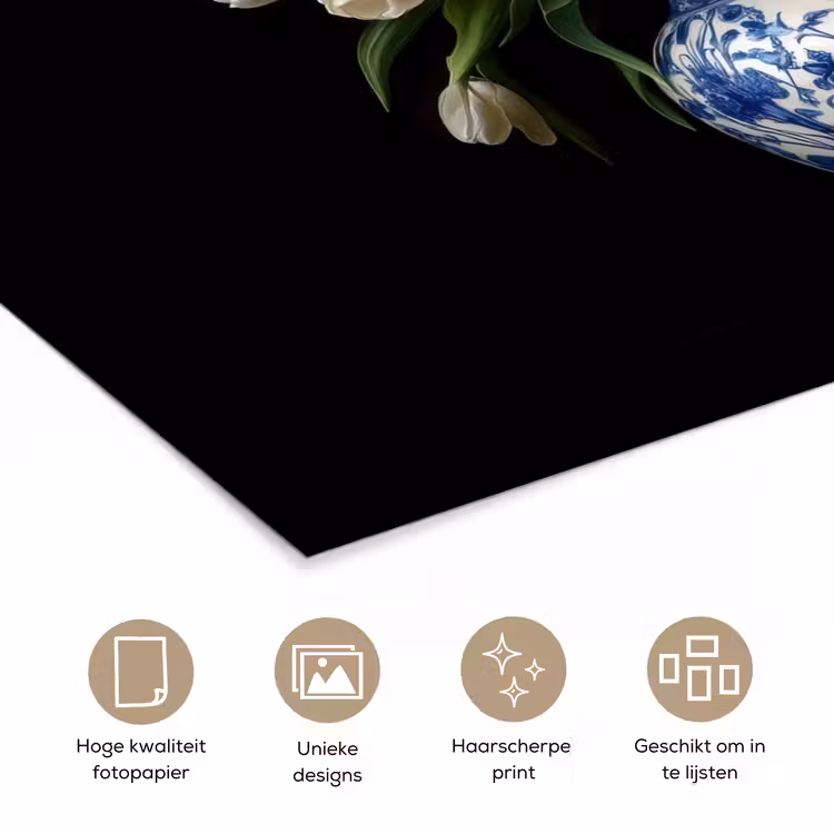 Geel - Tulpen - Vaas - Bloemen poster papier klein -closeup_NL
