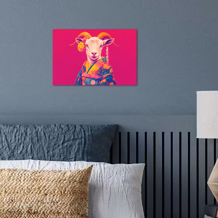 Geit - Hoorns - Kimono - Kleurrijk poster papier klein -sfeer2