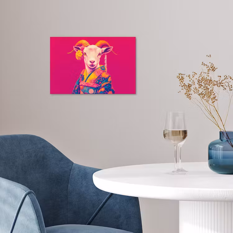 Geit - Hoorns - Kimono - Kleurrijk poster papier klein -sfeer3