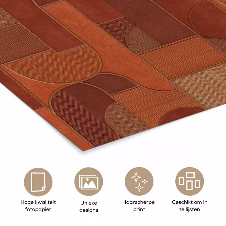 Geometrisch - Abstract - Textuur - Bruin poster papier klein 62 -closeup_NL