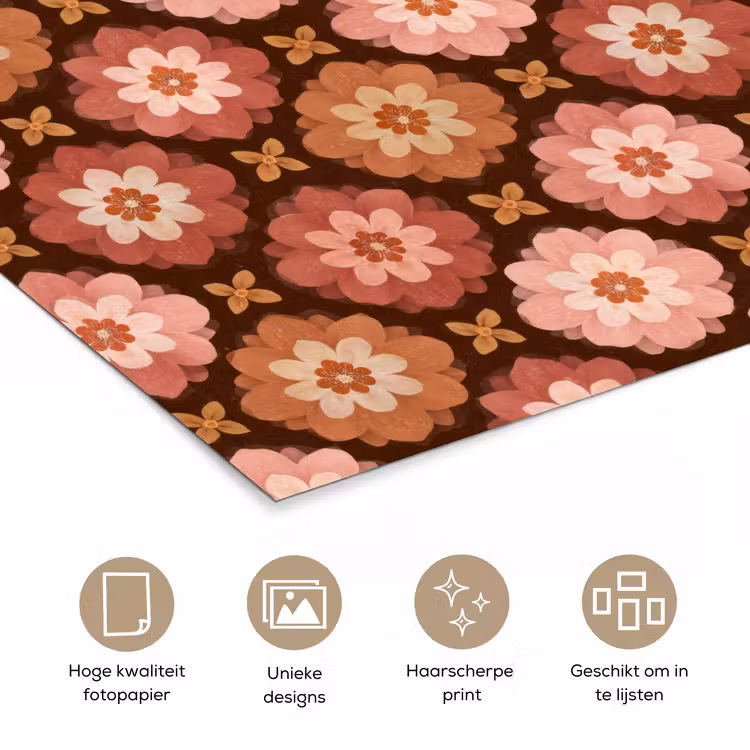 Geometrisch - Bloemen - Kleurrijk poster papier klein 62 -closeup_NL