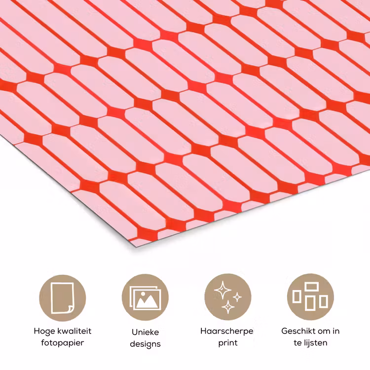Geometrisch - Minimalistisch - Rood - Roze poster papier klein 62 -closeup_NL