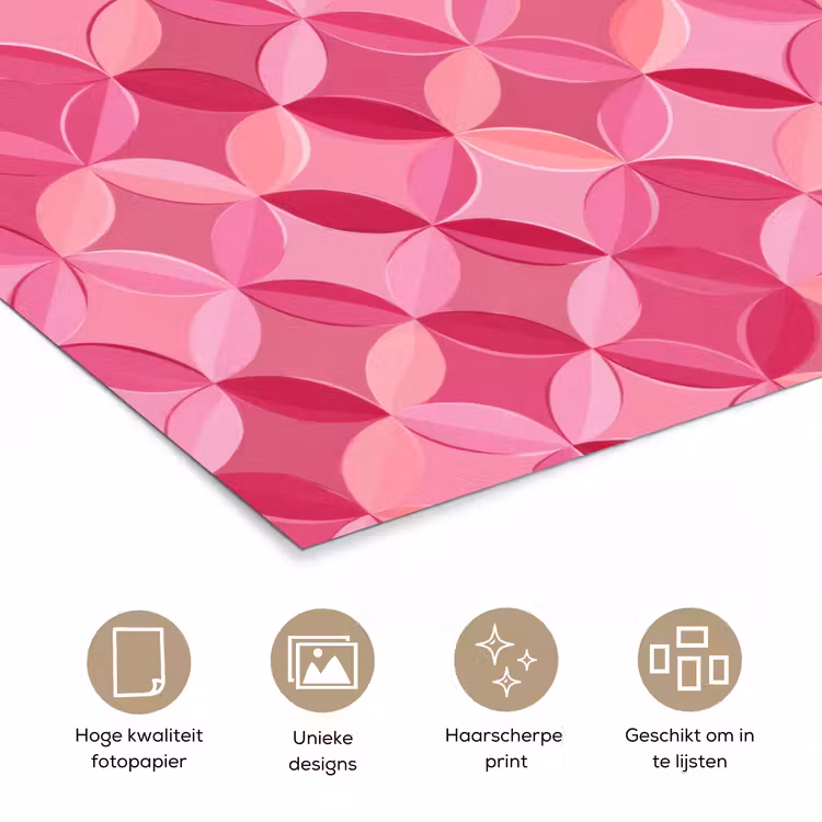Geometrisch - Mozaïek - Modern - Roze poster papier klein 62 -closeup_NL