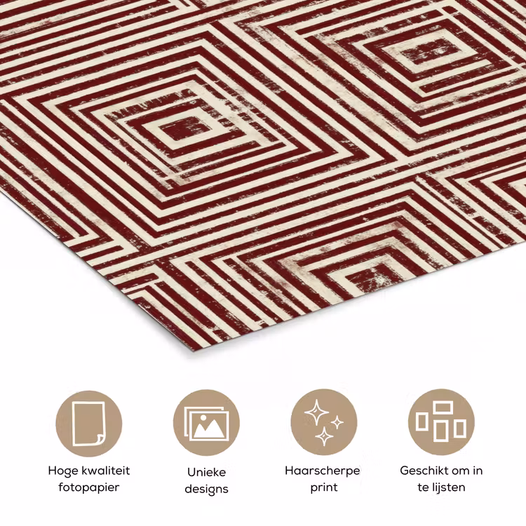 Geometrisch - Patroon - Rood poster papier klein 62 -closeup_NL