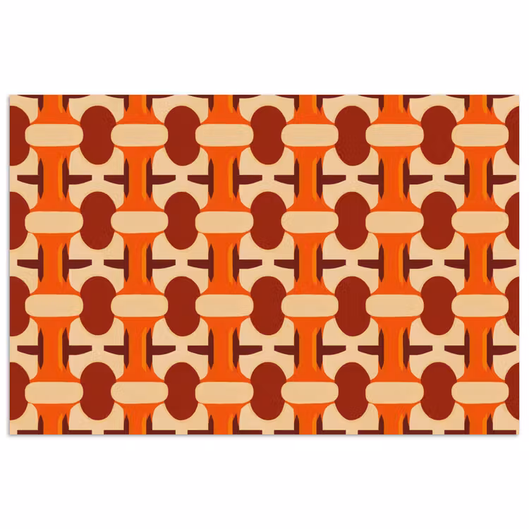 Geometrisch - Retro - Oranje poster papier klein 62 -3d